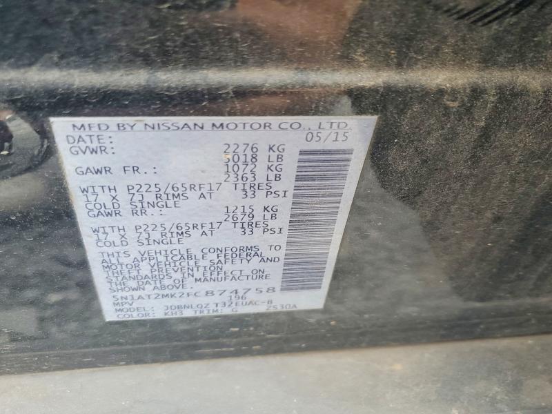 Aukcja sprzedaży 2015 Nissan Rogue, vin: 5N1AT2MK2FC874758, numer aukcji: 69046256