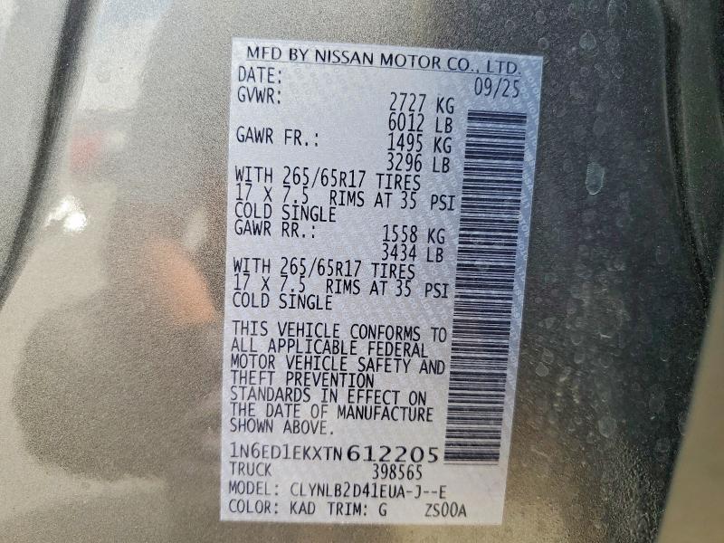 68090036 :رقم المزاد ، 1N6ED1EKXTN612205 vin ، 2026 Nissan Frontier مزاد بيع