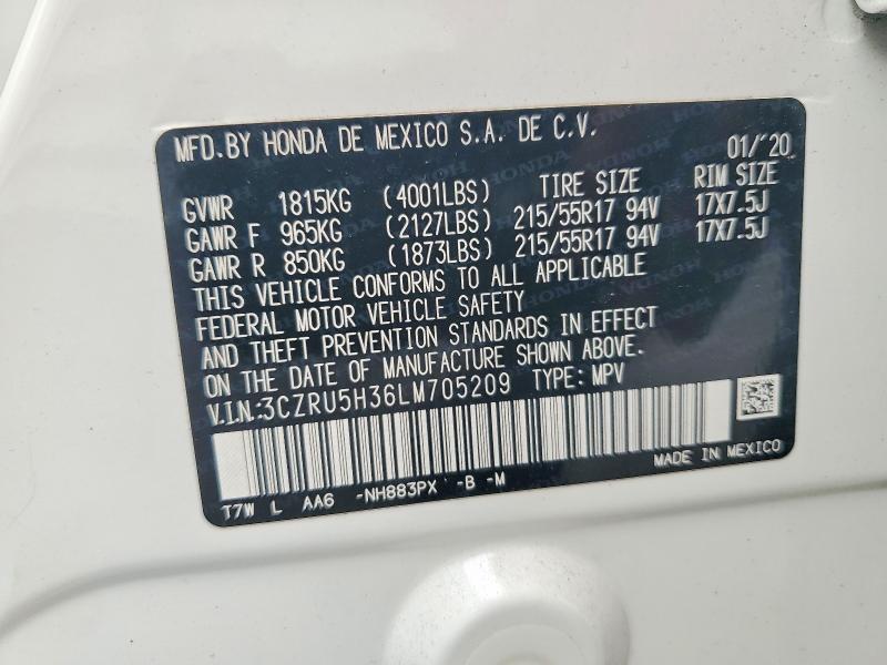 Продаж на аукціоні авто 2020 Honda Hr-v, vin: 3CZRU5H36LM705209, номер лоту: 70329276
