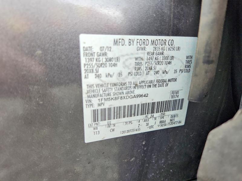 Продаж на аукціоні авто 2013 Ford Explorer, vin: 1FM5K8F8XDGA99642, номер лоту: 68827446