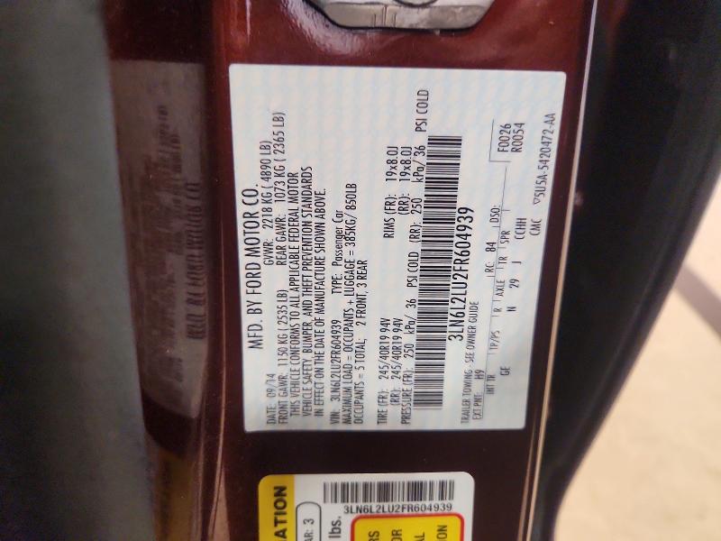 Aukcja sprzedaży 2015 Lincoln Mkz, vin: 3LN6L2LU2FR604939, numer aukcji: 67641236