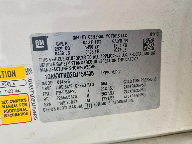 69411056 :رقم المزاد ، 1GKKVTKD2DJ154435 vin ، 2013 Gmc Acadia مزاد بيع