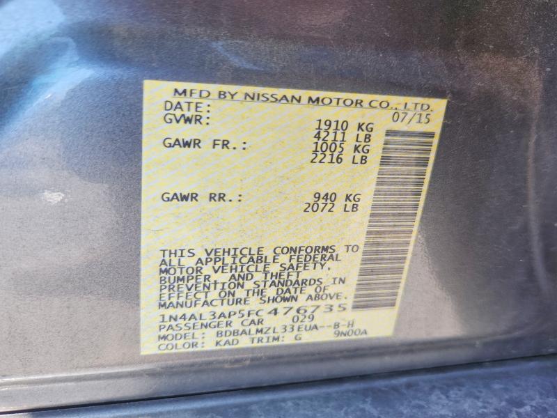 Продаж на аукціоні авто 2015 Nissan Altima, vin: 1N4AL3AP5FC476735, номер лоту: 69441896