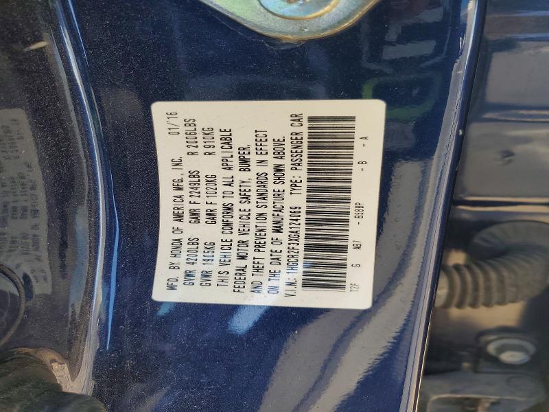 70787936 :رقم المزاد ، 1HGCR2F3XGA124069 vin ، 2016 Honda Accord مزاد بيع