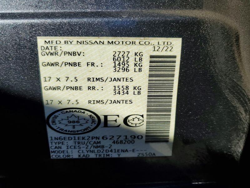 Aukcja sprzedaży 2023 Nissan Frontier, vin: 1N6ED1EK2PN627190, numer aukcji: 70268136
