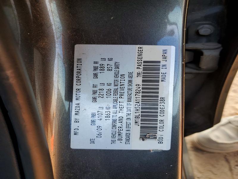 71186206 :رقم المزاد ، JM1BL1H52A1178249 vin ، 2010 Mazda 3 مزاد بيع