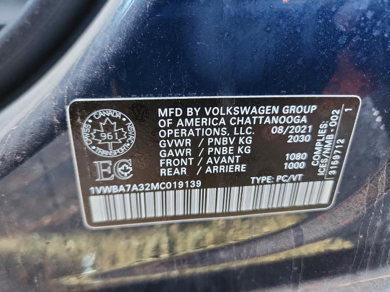 Aukcja sprzedaży 2021 Volkswagen Passat, vin: 1VWBA7A32MC019139, numer aukcji: 69424066
