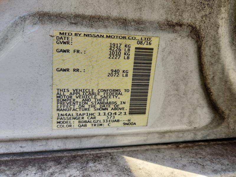 Aukcja sprzedaży 2017 Nissan Altima, vin: 1N4AL3AP1HC110421, numer aukcji: 69434806