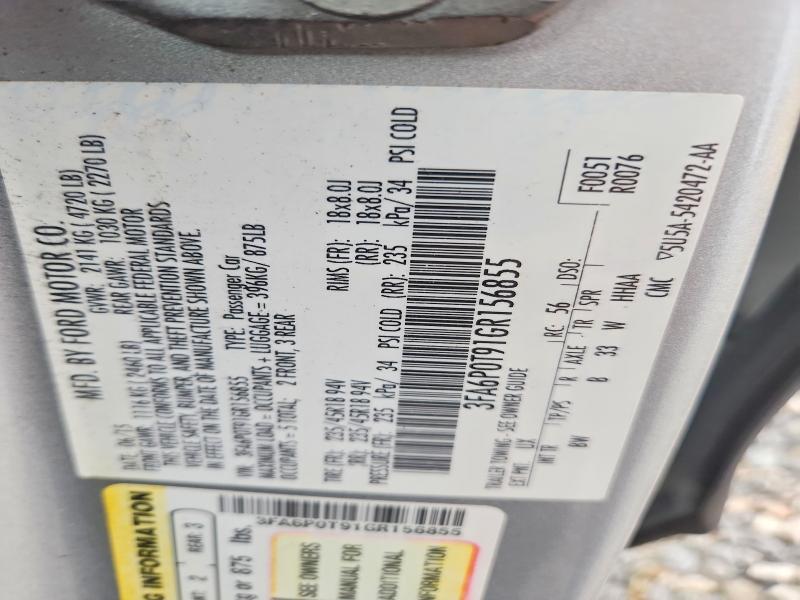 Продажа на аукционе авто 2016 Ford Fusion, vin: 3FA6P0T91GR156855, номер лота: 66790076