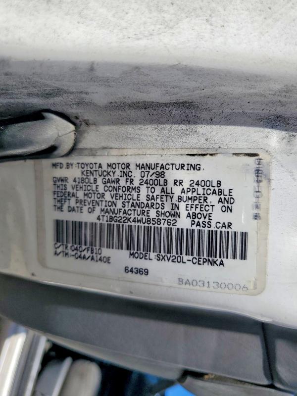 66847686 :رقم المزاد ، 4T1BG22K4WU858762 vin ، 1998 Toyota Camry مزاد بيع