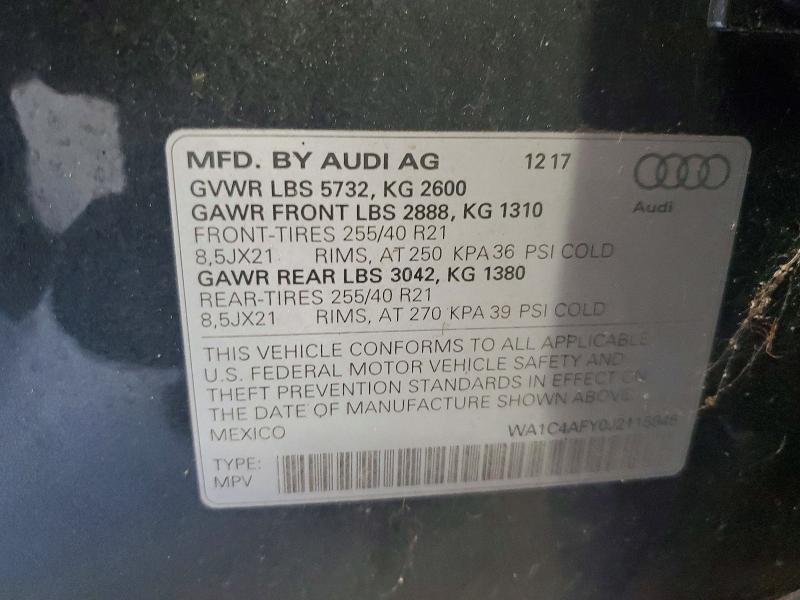 Aukcja sprzedaży 2018 Audi Sq5, vin: WA1C4AFY0J2115945, numer aukcji: 67592246