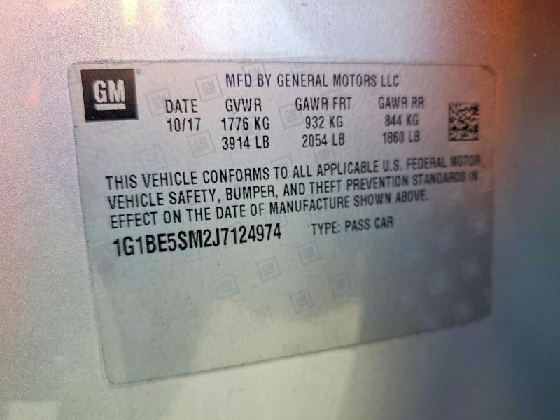 Aukcja sprzedaży 2018 Chevrolet Cruze, vin: 1G1BE5SM2J7124974, numer aukcji: 70728036
