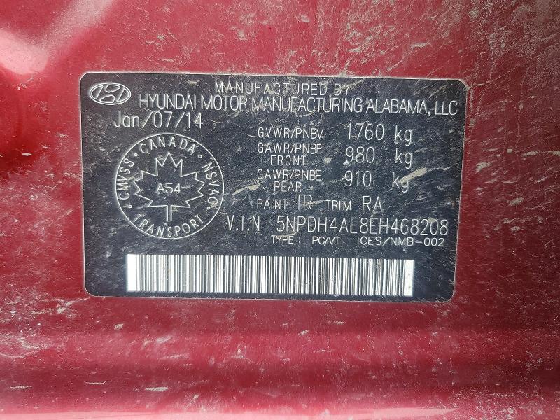 66181856 :رقم المزاد ، 5NPDH4AE8EH468208 vin ، 2014 Hyundai Elantra مزاد بيع