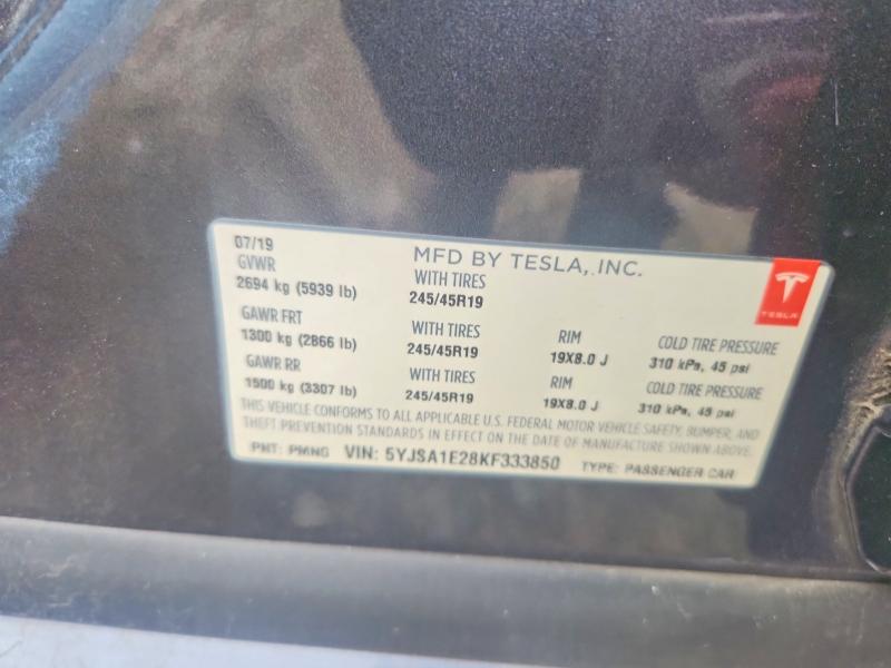 Продажа на аукционе авто 2019 Tesla Model S, vin: 5YJSA1E28KF333850, номер лота: 66093866