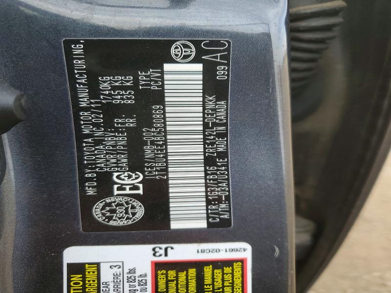70282896 :رقم المزاد ، 2T1BU4EE4BC580869 vin ، 2011 Toyota Corolla مزاد بيع