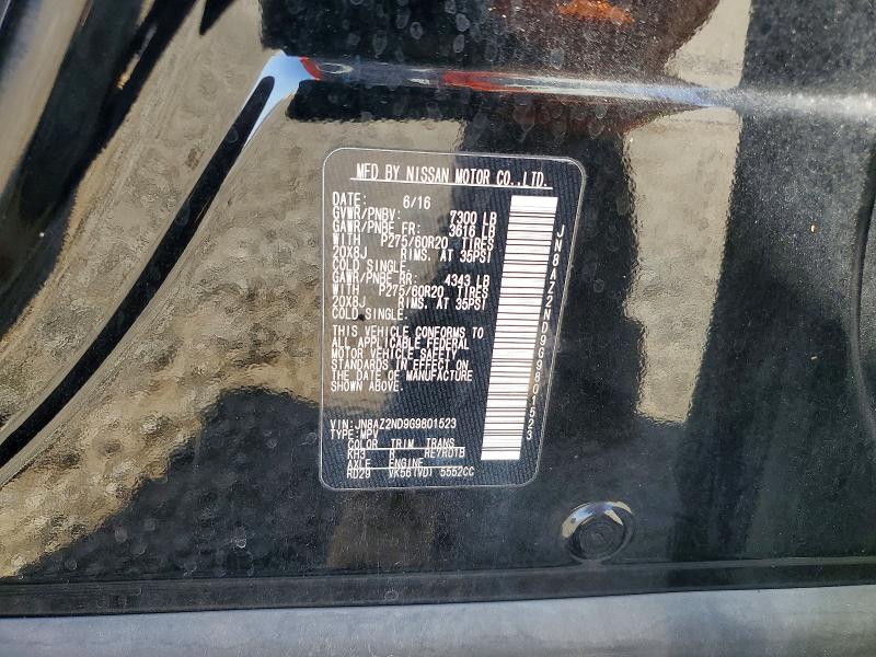 69375136 :رقم المزاد ، JN8AZ2ND9G9801523 vin ، 2016 Infiniti Qx80 مزاد بيع