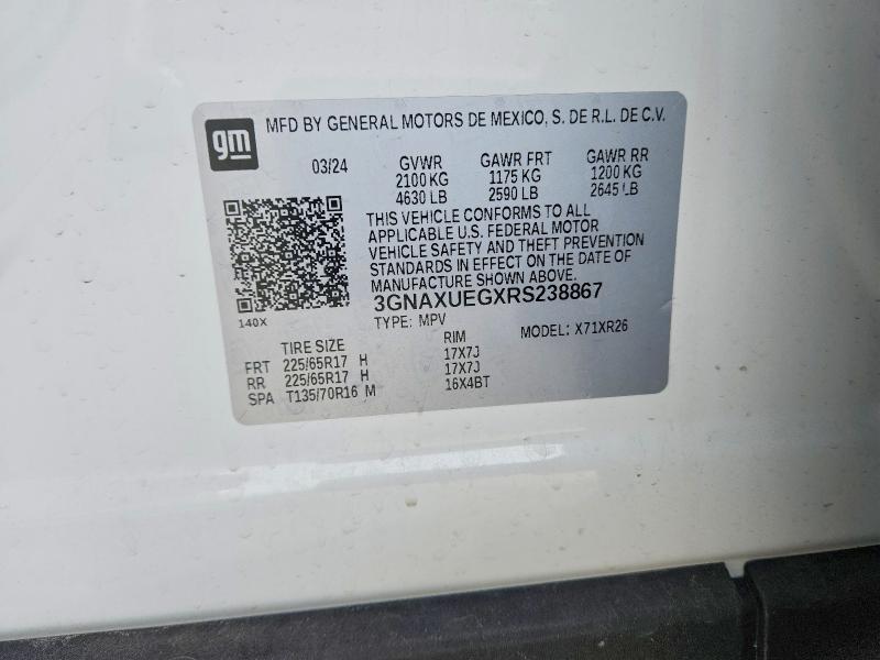 2024 Chevrolet Equinox მანქანა იყიდება აუქციონზე, vin: 3GNAXUEGXRS238867, აუქციონის ნომერი: 69527826