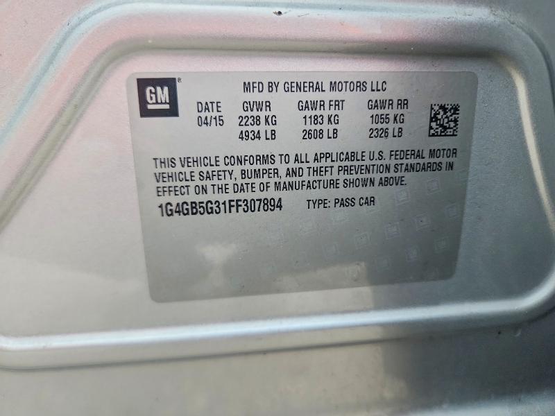 2015 Buick Lacrosse მანქანა იყიდება აუქციონზე, vin: 1G4GB5G31FF307894, აუქციონის ნომერი: 70870676