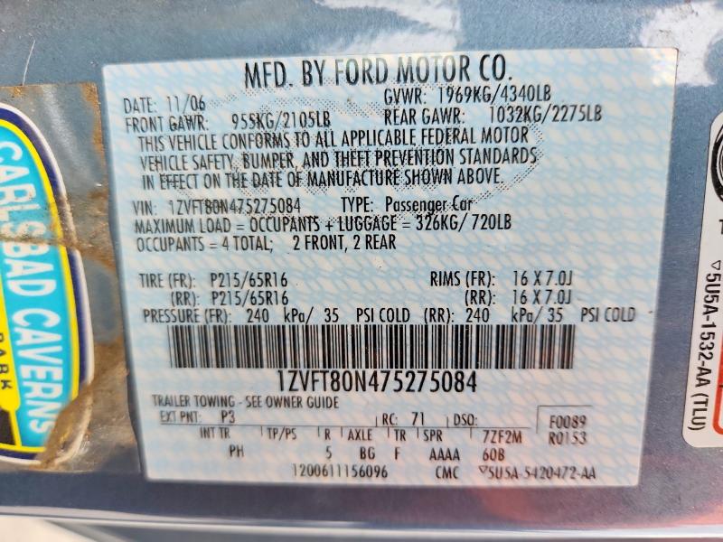 Продаж на аукціоні авто 2007 Ford Mustang, vin: 1ZVFT80N475275084, номер лоту: 70687516