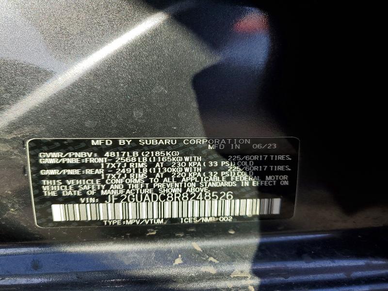 Aukcja sprzedaży 2024 Subaru Crosstrek, vin: JF2GUADC8R8248526, numer aukcji: 67559726