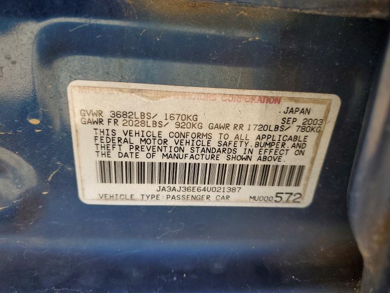 68215716 :رقم المزاد ، JA3AJ36E64U021387 vin ، 2004 Mitsubishi Lancer مزاد بيع