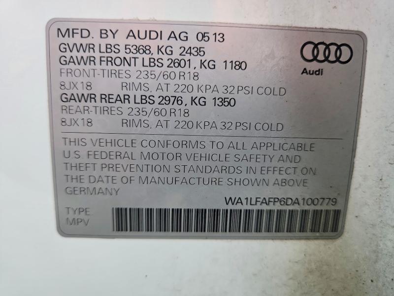 Aukcja sprzedaży 2013 Audi Q5, vin: WA1LFAFP6DA100779, numer aukcji: 70562726