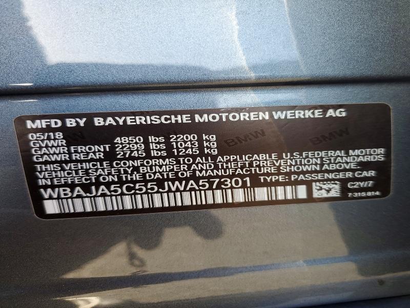 70361086 :رقم المزاد ، WBAJA5C55JWA57301 vin ، 2018 Bmw 530 مزاد بيع