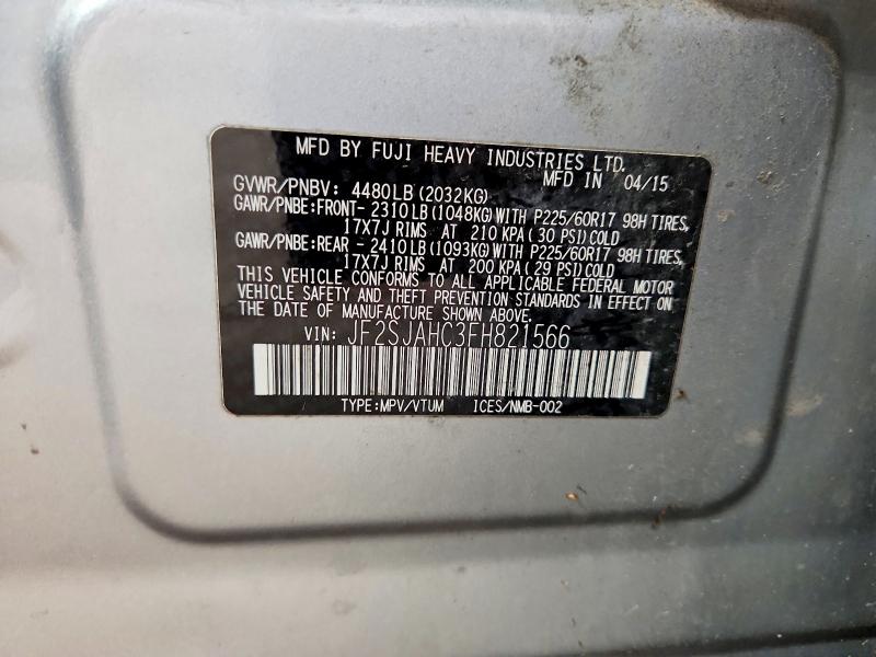 Aukcja sprzedaży 2015 Subaru Forester, vin: JF2SJAHC3FH821566, numer aukcji: 70543456