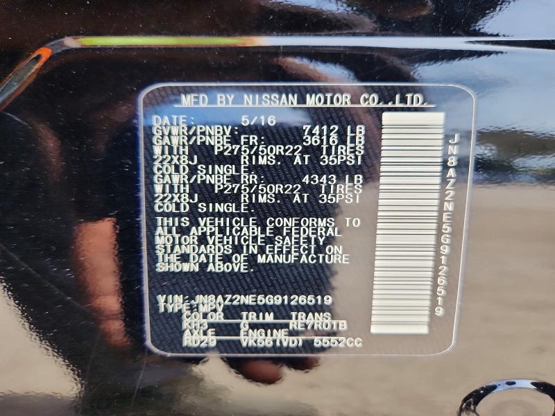 67068756 :رقم المزاد ، JN8AZ2NE5G9126519 vin ، 2016 Infiniti Qx80 مزاد بيع
