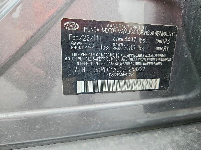 Aukcja sprzedaży 2011 Hyundai Sonata, vin: 5NPEC4AB6BH253222, numer aukcji: 69906856