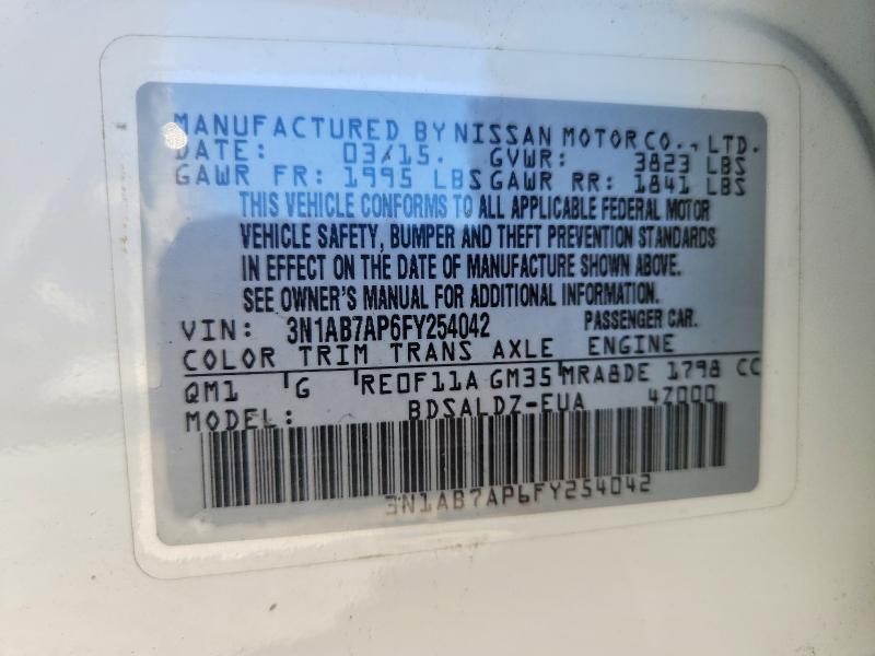 Продаж на аукціоні авто 2015 Nissan Sentra, vin: 3N1AB7AP6FY254042, номер лоту: 70566606