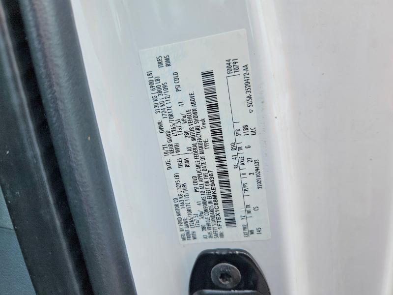Aukcja sprzedaży 2021 Ford F150, vin: 1FTEX1C88MKE94367, numer aukcji: 69571586