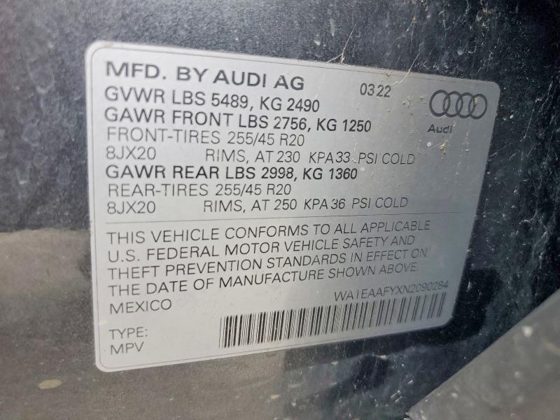 67479026 :رقم المزاد ، WA1EAAFYXN2090284 vin ، 2022 Audi Q5 مزاد بيع