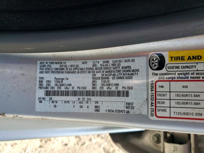 Продаж на аукціоні авто 2015 Ford Fiesta, vin: 3FADP4EJ7FM164671, номер лоту: 68008556