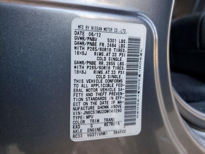 Продажа на аукционе авто 2013 Infiniti Fx37, vin: JN8CS1MU2DM140290, номер лота: 67309106