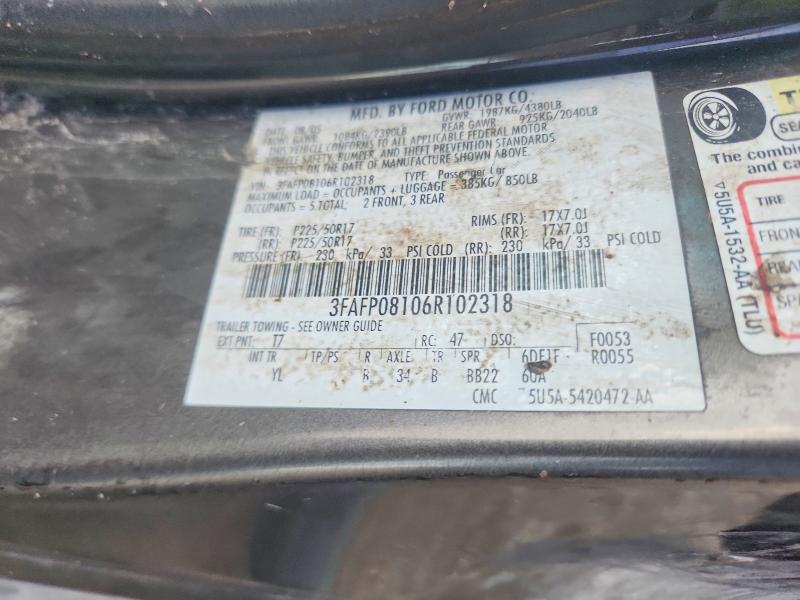 68069766 :رقم المزاد ، 3FAFP08106R102318 vin ، 2006 Ford Fusion مزاد بيع