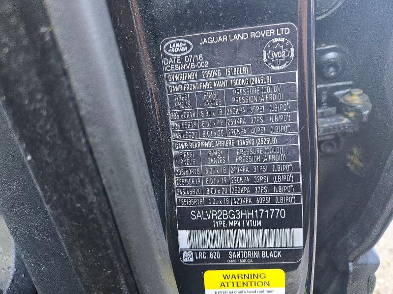 Auction sale of the 2017 Land Rover Range Rover Evoque, vin: SALVR2BG3HH171770, lot number: 65925056