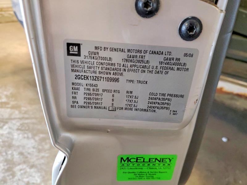 2007 Chevrolet Silverado მანქანა იყიდება აუქციონზე, vin: 2GCEK13Z671109996, აუქციონის ნომერი: 70270706