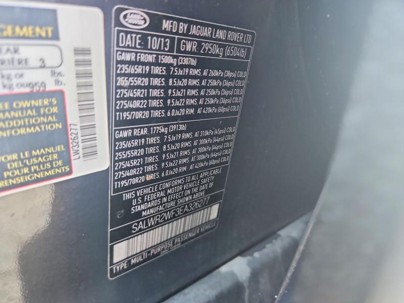 Aukcja sprzedaży 2014 Land Rover Range Rover Sport, vin: SALWR2WF3EA326277, numer aukcji: 69560276