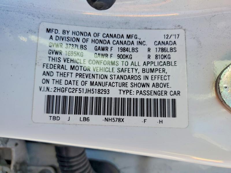 Aukcja sprzedaży 2018 Honda Civic, vin: 2HGFC2F51JH518293, numer aukcji: 70476336