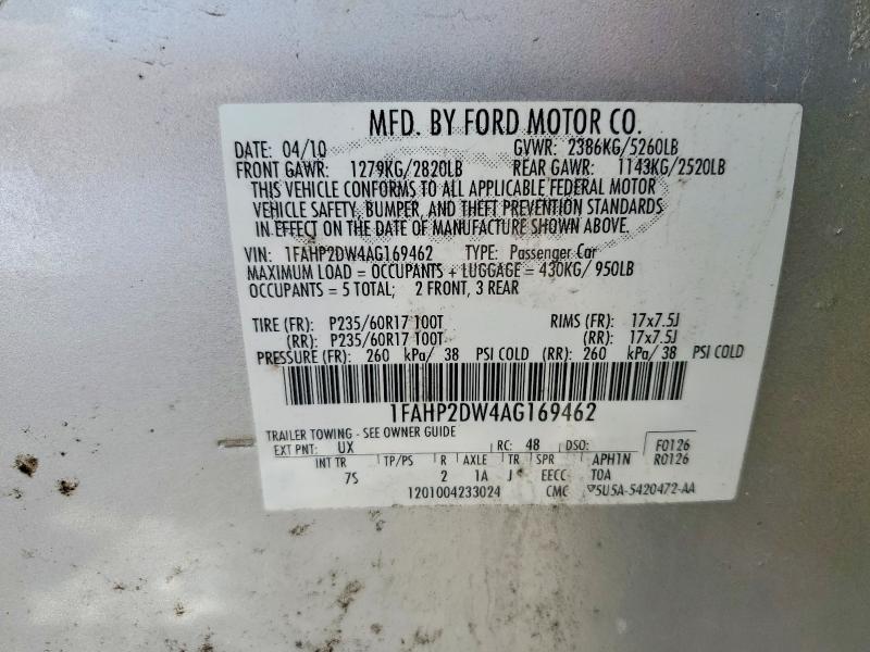 67136396 :رقم المزاد ، 1FAHP2DW4AG169462 vin ، 2010 Ford Taurus مزاد بيع
