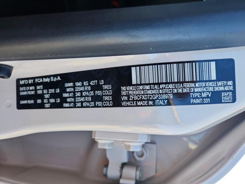2016 Fiat 500x მანქანა იყიდება აუქციონზე, vin: ZFBCFXDT2GP338979, აუქციონის ნომერი: 69719426