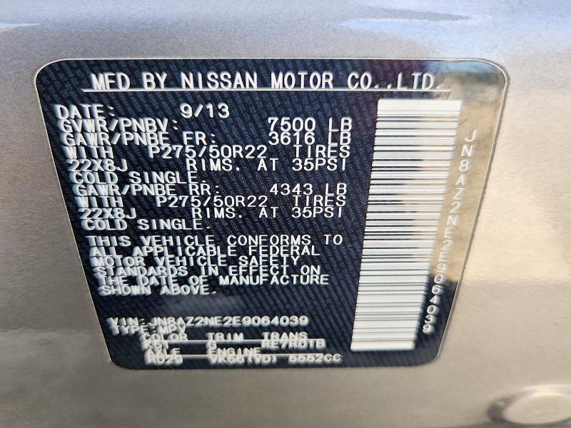 70450396 :رقم المزاد ، JN8AZ2NE2E9064039 vin ، 2014 Infiniti Qx80 مزاد بيع