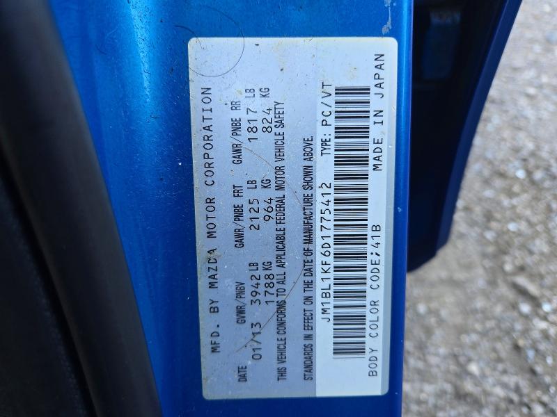 67865616 :رقم المزاد ، JM1BL1KF6D1775412 vin ، 2013 Mazda 3 مزاد بيع