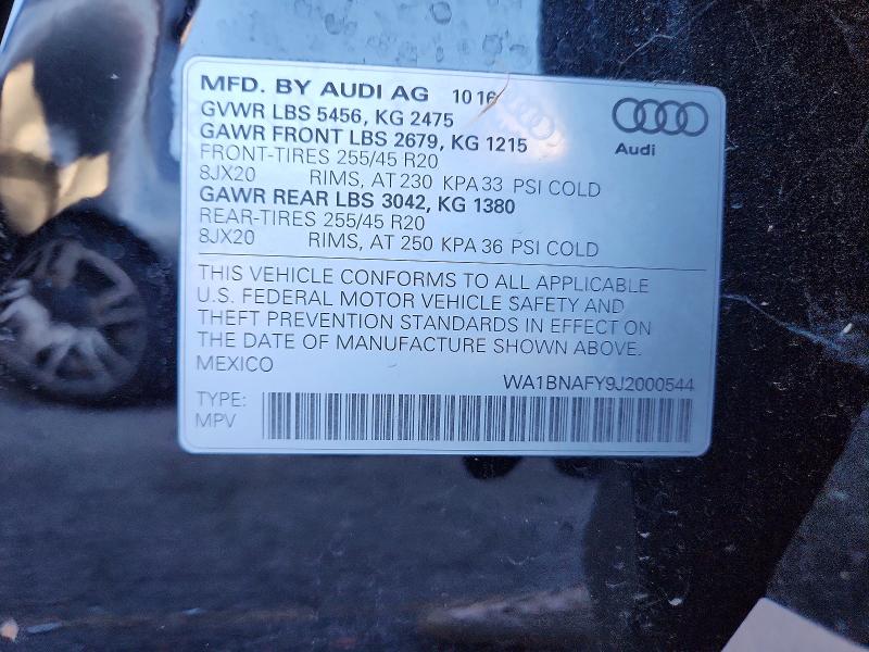 Aukcja sprzedaży 2018 Audi Q5, vin: WA1BNAFY9J2000544, numer aukcji: 69633346
