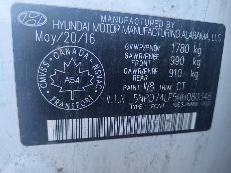 Aukcja sprzedaży 2017 Hyundai Elantra, vin: 5NPD74LF5HH080348, numer aukcji: 65791466