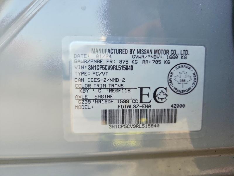 Продаж на аукціоні авто 2024 Nissan Kicks, vin: 3N1CP5CV9RL515840, номер лоту: 67118786