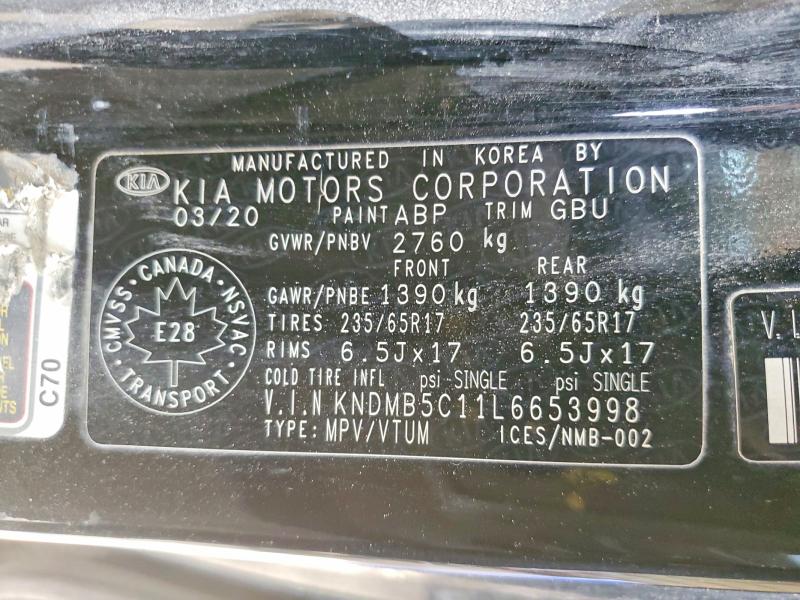 Aukcja sprzedaży 2020 Kia Sedona, vin: KNDMB5C11L6653998, numer aukcji: 68375896