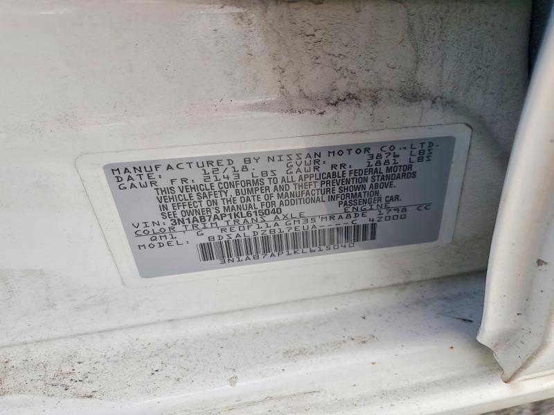 2019 Nissan Sentra მანქანა იყიდება აუქციონზე, vin: 3N1AB7AP1KL615040, აუქციონის ნომერი: 70686176