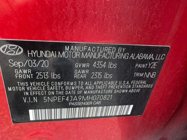 Aukcja sprzedaży 2021 Hyundai Sonata, vin: 5NPEF4JA9MH070821, numer aukcji: 71226016